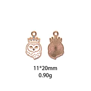 Pendentif en alliage émaillé chouette couronne accessoire bijou DIY bracelet collier 11x20mm