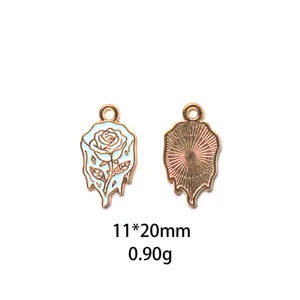 Pendentif en alliage de rose émaillé accessoire bijoux DIY 11x20mm pour collier bracelet