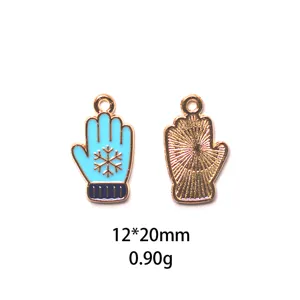 Pendentif en alliage émaillé gant flocon de neige hiver accessoire bijoux bricolage