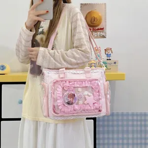 Borsa Ita Lolita da Donna Finestra Trasparente Pois Pizzo Borsa a Tracolla Carina Borsa Espositiva Dist