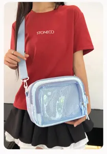 Λεπτομέρεια τσάντας ώμου ιαπωνικού στιλ, casual καμβάς τσάντα χιαστί για φοιτητές.