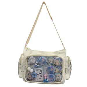 Japanese JK uniform ita bag canvas shoulder crossbody bag with transparent display window