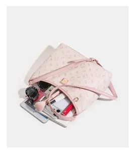 Pink cat print leather tote bag stylish bucket shoulder bag with handle for women