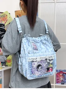 Joli sac à dos style Harajuku étoile femmes étudiants cordon grande capacité sac ita chic