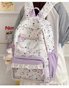 Zaino ita carino in stile giapponese con finestra trasparente, grande borsa scolastica.