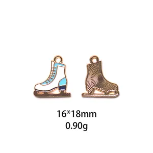 DIY patins à glace breloques émail pour collier bracelet fabrication bijoux accessoires 2pcs
