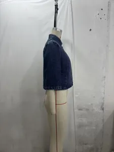 Dames denim jasje casual korte opstaande kraag bovenkleding stijlvolle blauwe top mod