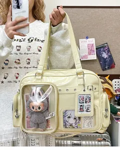 Japanese style anime ita bag with clear window and large capacity for daily commute.