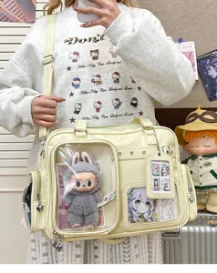 Japanese anime ita bag large capacity transparent shoulder crossbody bag clear window college style