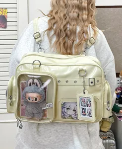 Japanese anime ita bag, clear window crossbody shoulder bag for women, large capacity daily use.