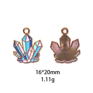 Pendentif en alliage émaillé cristal vue détaillée, accessoire 16x20mm pour création de bijoux.