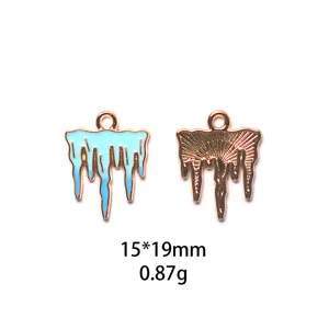 Détail de pendentif glaçon en alliage métallique, dimensions 15x19mm, idéal pour bijoux DIY.