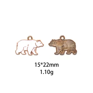 Charm pendentif en métal ours émail mignon pour fabrication de bijoux DIY bracelet.