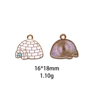 Pendentif breloque émail igloo en alliage accessoire bijoux DIY 16x18mm collier bracelet composant
