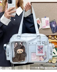 Japanese anime ita bag large capacity transparent shoulder crossbody bag for daily commute.