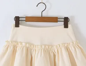 Crèmekleurige A-lijn rok met volants, chique hoge taille gelaagde minirok voor dames streetwear.