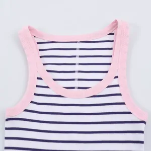 Women's sleeveless U-neck ribbed striped tank top casual slim fit basic summer fashion top
