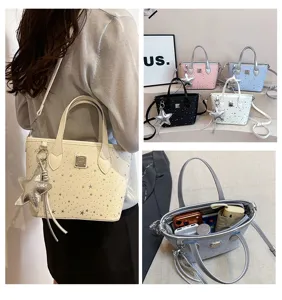 Elegante borsa a mano da donna con stampa a stella borsa a tracolla borsa secchiello