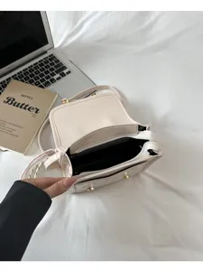 Beige women shoulder bag vintage chic commuter handbag stylish casual daily crossbody bag.