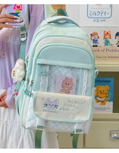 Zaino ita retro stile giapponese borsa da scuola grande capacita design carino verde