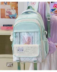 Zaino stile vintage giapponese in tela grande capacità borsa scolastica per donne
