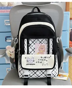 Zaino scolastico JK stile campus vintage giapponese ita bag con quadri e finestra trasparente.