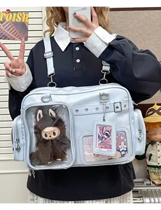 Japanese style ita bag clear window shoulder crossbody bag large capacity school commuter bag