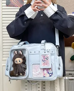 Japanese anime Ita bag with transparent window, large capacity crossbody shoulder bag for use.