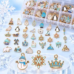 Breloques en alliage emaille bonhomme de neige flocon de neige hiver pour bracelet DIY