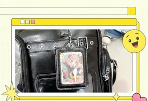 Japanese ACG ita bag black PU leather transparent shoulder messenger bag with card holder.