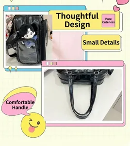 Black ita bag clear window crossbody bag school commuter shoulder bag premium detail view