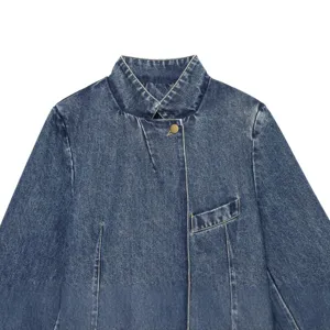 Dames denim jas casual opstaande kraag lange mouwen streetwear mode casual bovenkleding