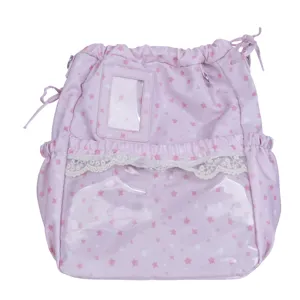 Sac à dos rose étoile Ita style Harajuku fenêtre transparente pour étudiant casual