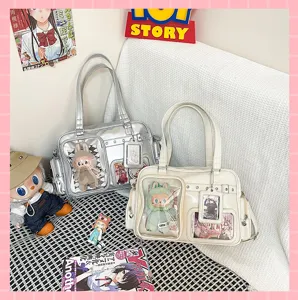 Japanese anime Ita bag large capacity clear window shoulder crossbody bag for women school.