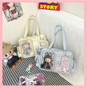 Japanese anime ita bag large capacity clear window shoulder tote commuter school bag