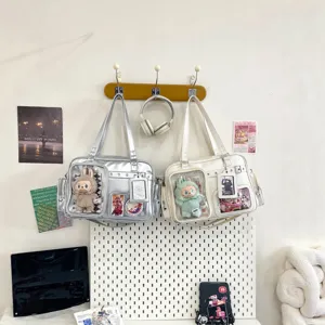 Japanese style clear ita bag large capacity PU leather shoulder crossbody bag for women anime fans