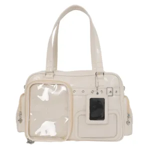 Japanese ACG ita bag with clear window, large capacity shoulder bag for school commute.