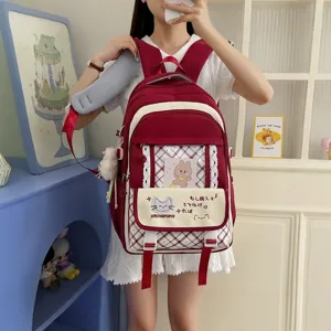 Zaino scolastico vintage giapponese da donna, grande capacità borsa casual graziosa e carina