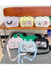 Korean style cute cat ear transparent ita bag shoulder crossbody bag for daily student casual use