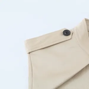 Women khaki sleeveless dress shoulder detail fashion slim design high quality daily wear