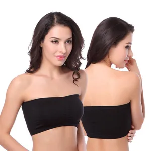 Women Seamless Bandeau Bra Anti-Exposure Double Layer Strapless Sports Bra Comfortable Breathable Wireless Tube Top Lingerie