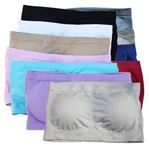 Multi-color seamless bandeau bra set, women's non-slip double-layer tube top for daily wear.