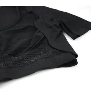 Seamless underarm sweat pad shaping vest detail, black breathable fabric for women yoga.