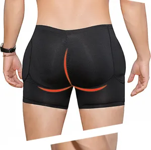 Men padded hip enhancement underwear breathable shapewear black boxer briefs for men lift