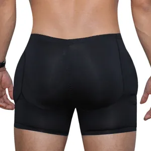 Men padded hip enhancer shapewear breathable boxer briefs for body shaping and butt lifting.
