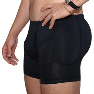 Men padded hip enhancer underwear black breathable boxer briefs shapewear for men body shaper