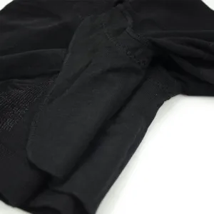 Seamless underarm sweat pad shapewear for women, black elastic body shaping underwear top.