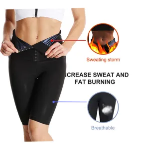 High waist sauna sweat shorts women fitness shaping pants tummy control workout gym leggings