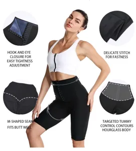 High waist workout sweat shaper pants tummy control fitness activewear leggings black