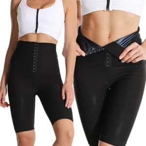 High waist sweat sauna shorts for women tummy control waist trainer workout fitness yoga pants